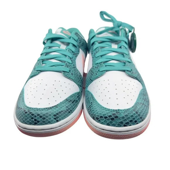 Nike Mens Dunk Low Snakeskin Sneakers Washed Teal Bleached Coral 11 DR8577-300 - Picture 3 of 8